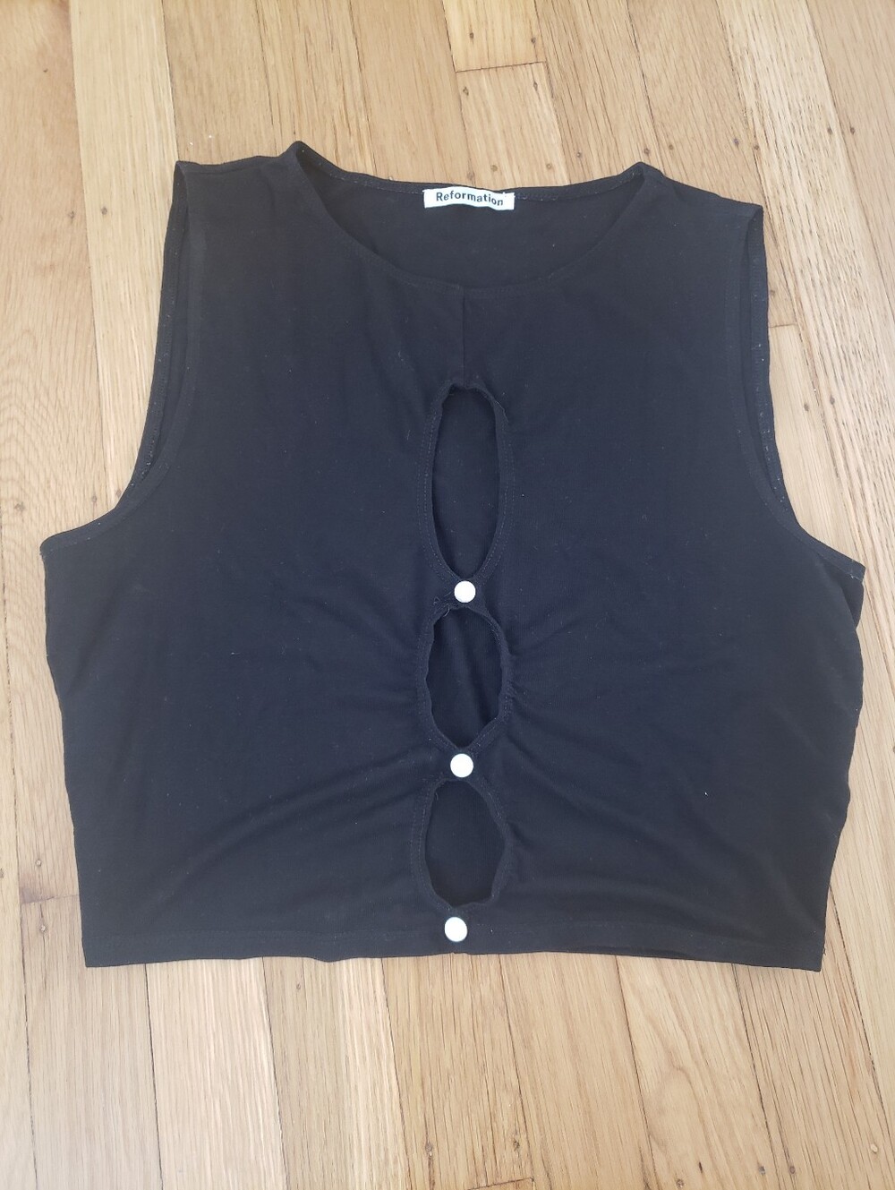Reformation Emilio Black Knit Tank keyhole crop Size S Y2K Babydoll Streetwear